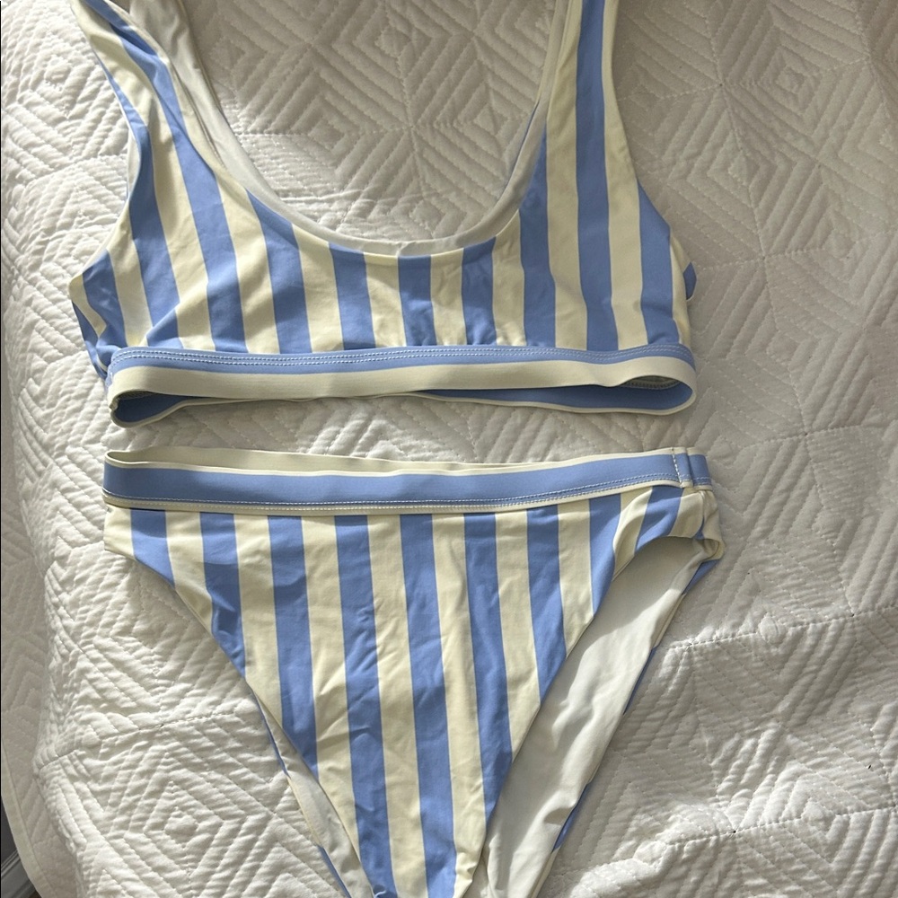 Dippin' Daisy's Blue and Cream Striped Bikini Set